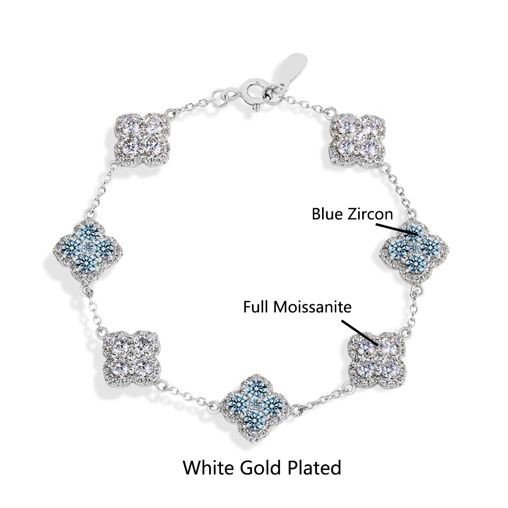Moissanite Bracelet - Clover design