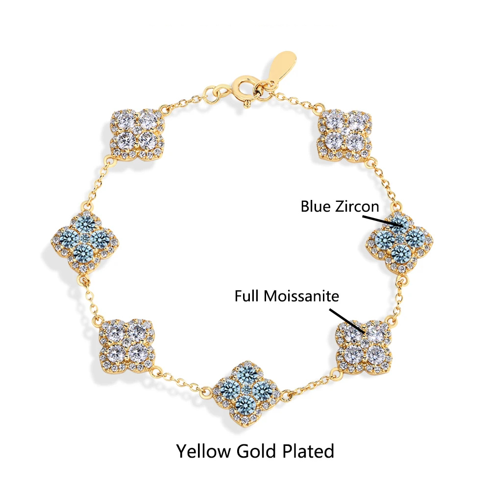 Moissanite Bracelet - Clover design