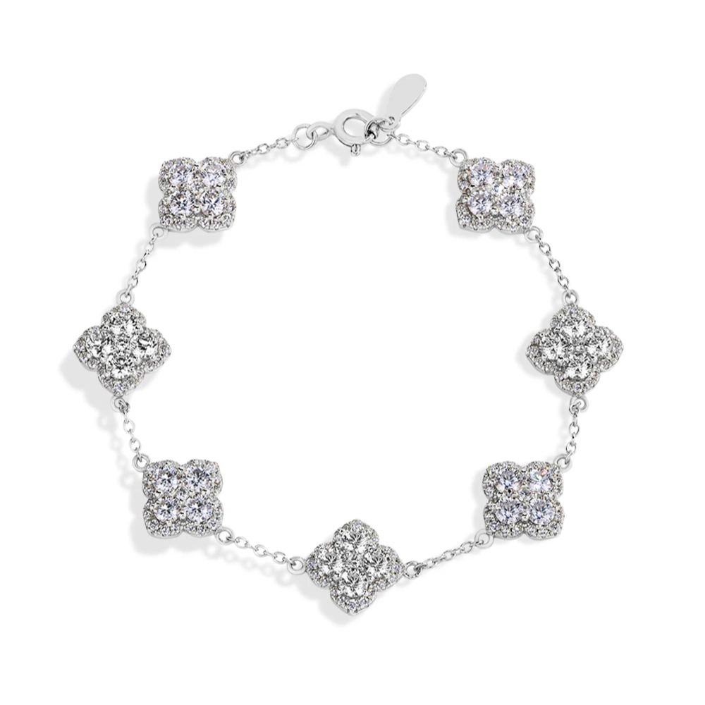 Moissanite Bracelet - Clover design