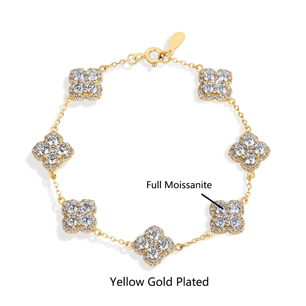 Moissanite Bracelet - Clover design