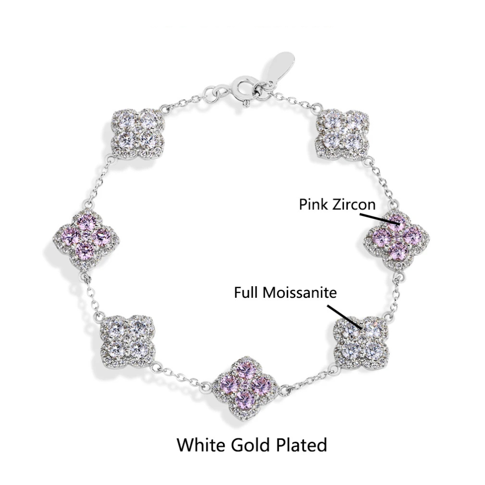 Moissanite Bracelet - Clover design
