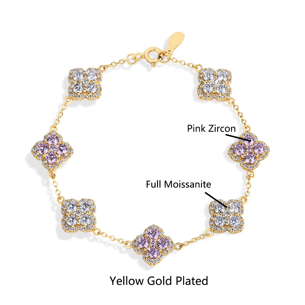 Moissanite Bracelet - Clover design