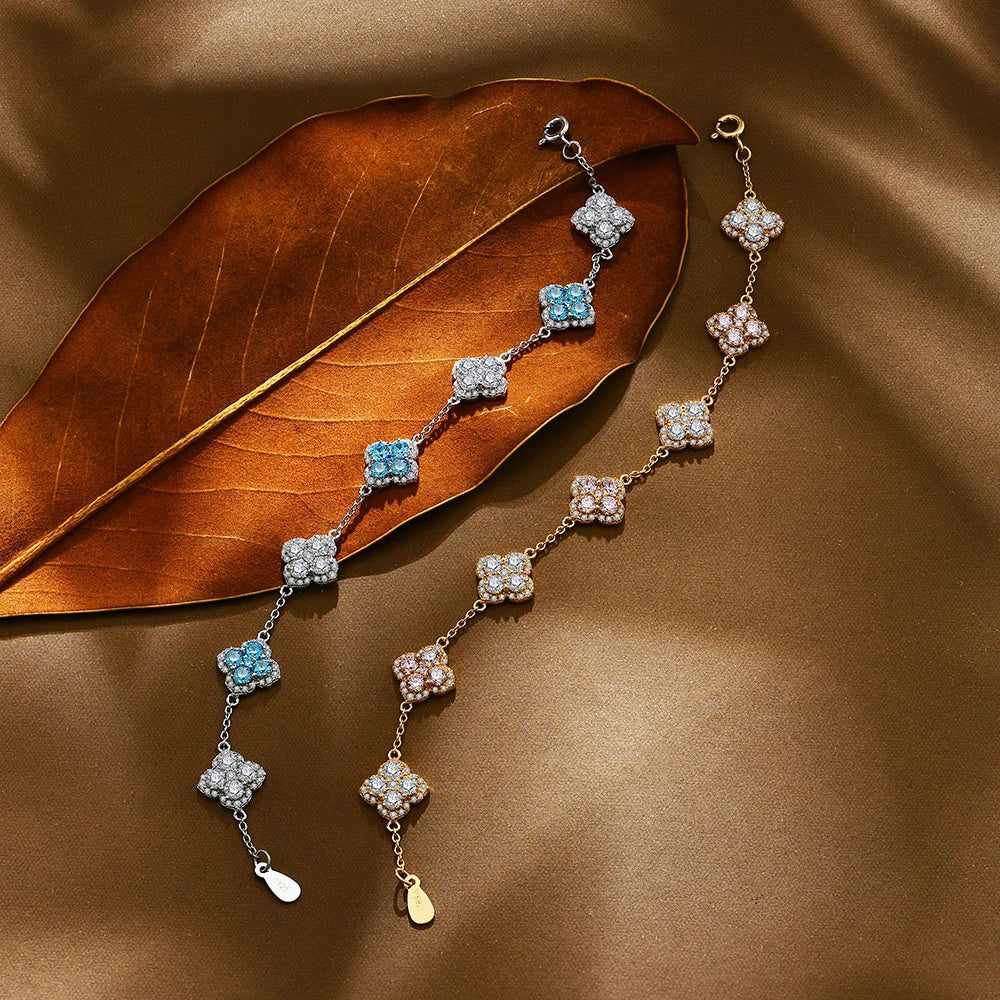 Moissanite Bracelet - Clover design