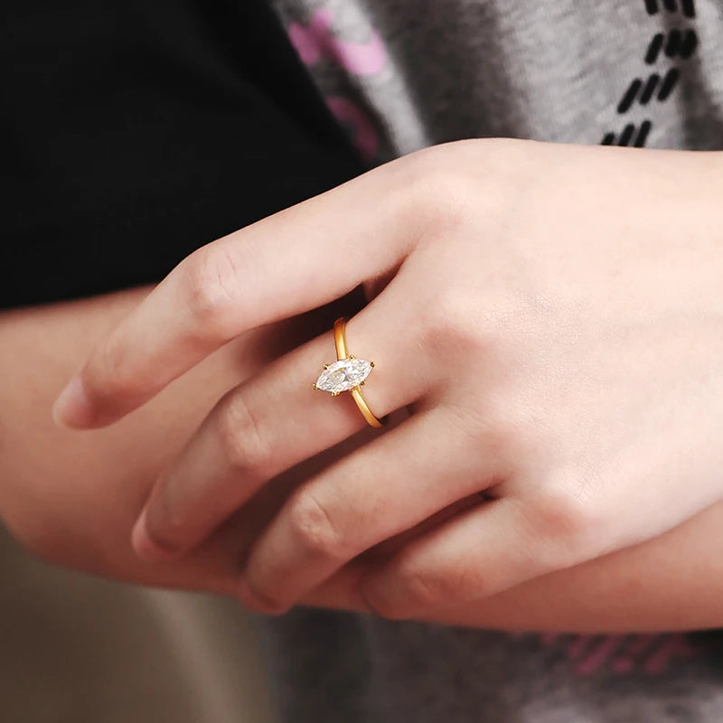 Moissanite Ring - 1 Carat Marquise