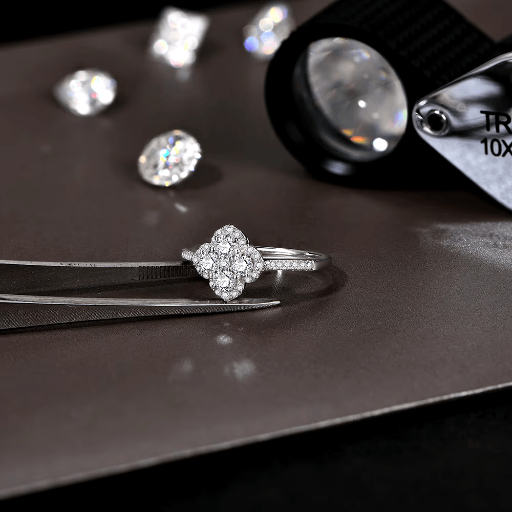 Moissanite Ring - Clover Design