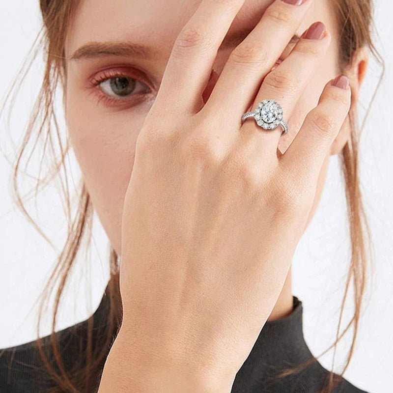 Moissanite ring - 3 Carat Oval Design with Halo