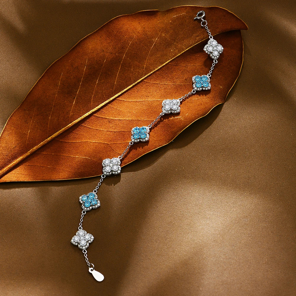 Moissanite Bracelet - Clover design