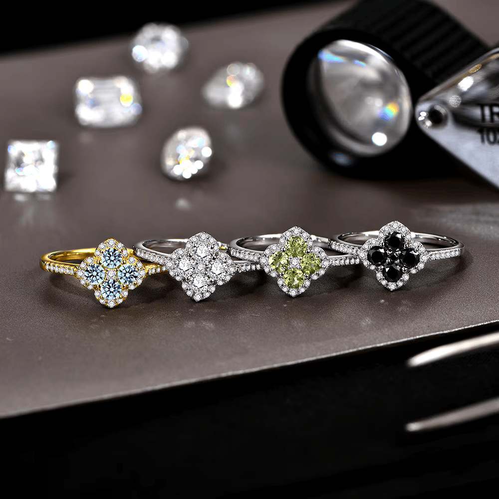 Moissanite Ring - Clover Design