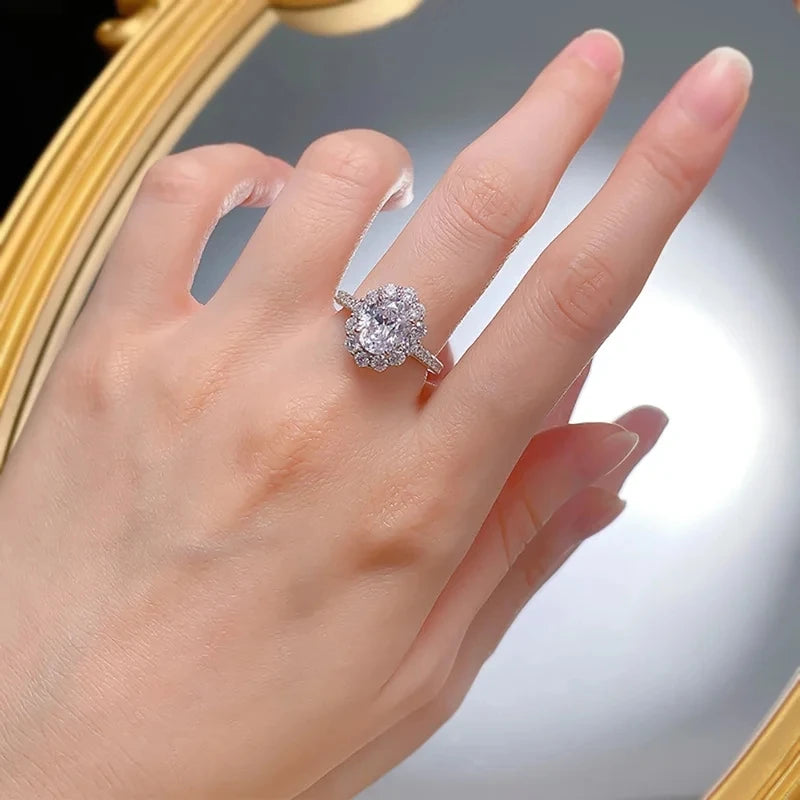 Moissanite ring - 3 Carat Oval Design with Halo