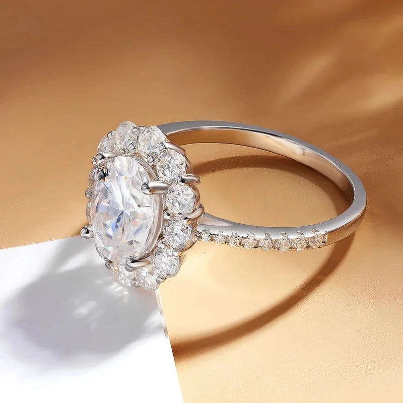 Moissanite ring - 3 Carat Oval Design with Halo