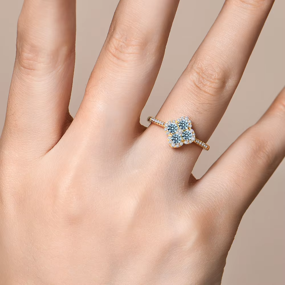 Moissanite Ring - Clover Design