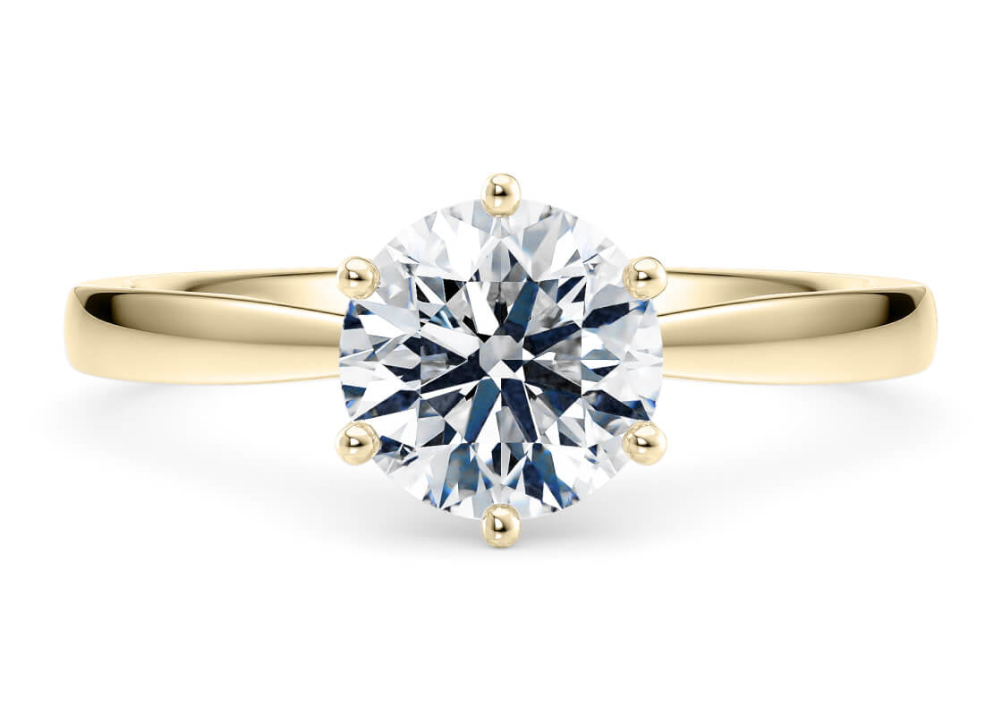 Moissanite ring - Solitaire Brilliant - Yellow Gold