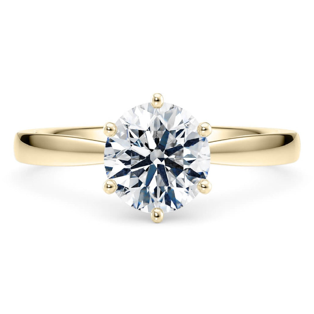 Moissanite ring - Solitaire Brilliant - Yellow Gold