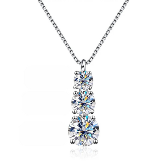 Moissanite Necklace - 3 stone design (1.8 Carat)