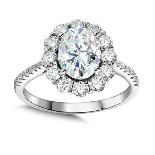 Moissanite ring - 3 Carat Oval Design with Halo