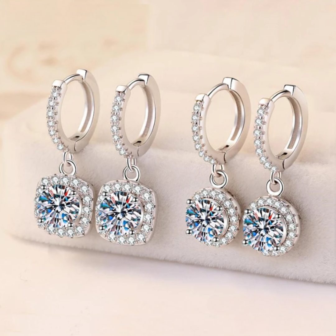 Moissanite Earrings - Round and Square - 2 Carat