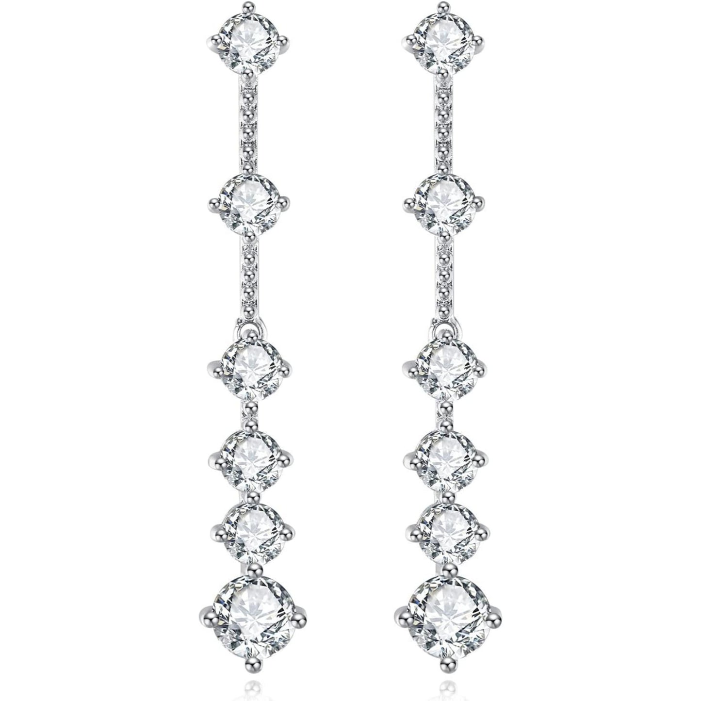 Moissanite Earrings - Long Tassel Ear Drops Design - 3 Carat