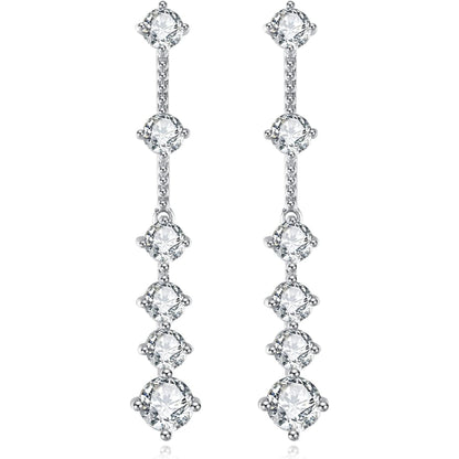 Moissanite Earrings - Long Tassel Ear Drops Design - 3 Carat