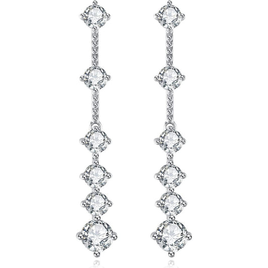 Moissanite Earrings - Long Tassel Ear Drops Design - 3 Carat