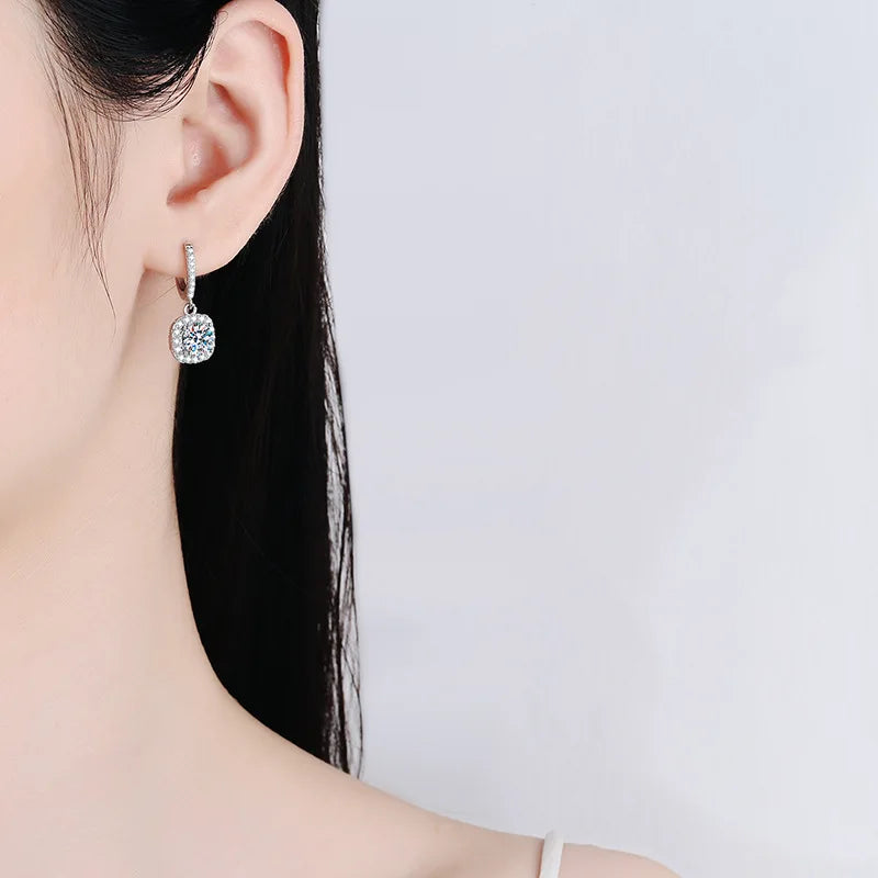 Moissanite Earrings - Round and Square - 2 Carat
