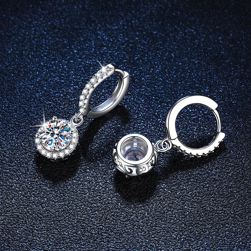 Moissanite Earrings - Round and Square - 2 Carat