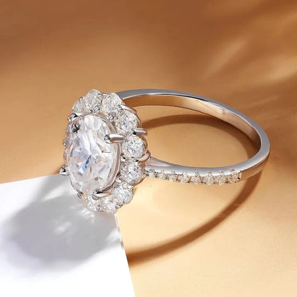 Moissanite ring - 3 Carat Oval Design with Halo