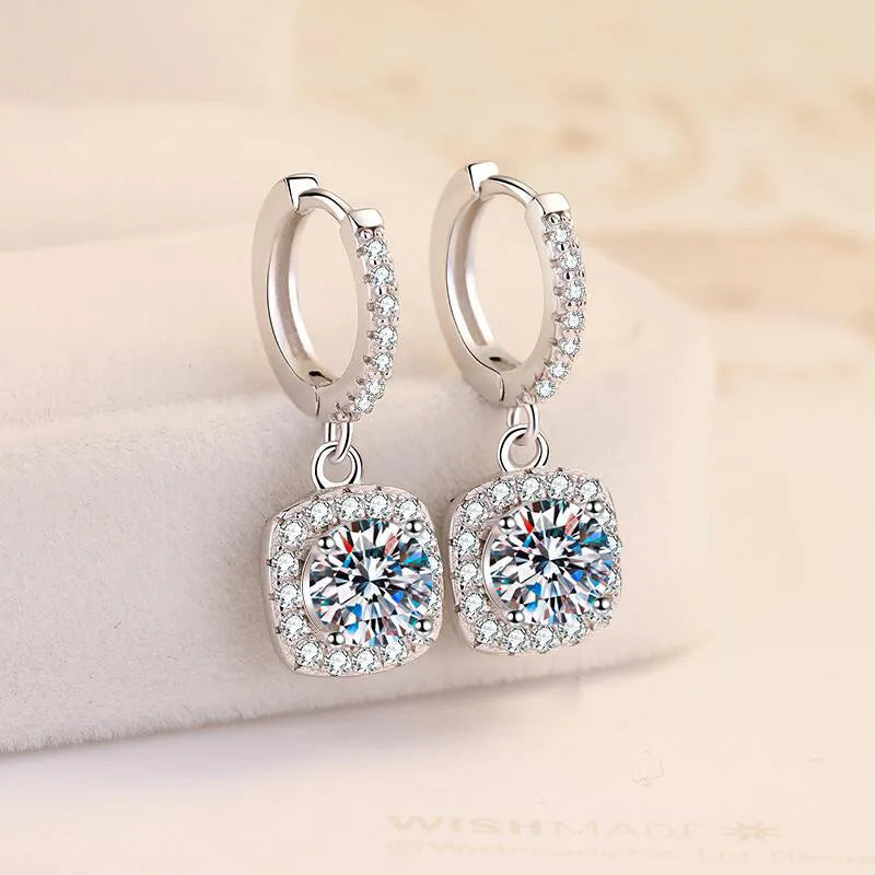 Moissanite Earrings - Round and Square - 2 Carat