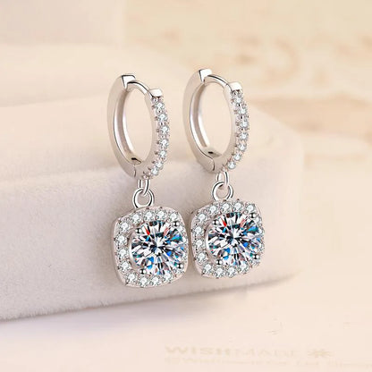 Moissanite Earrings - Round and Square - 2 Carat