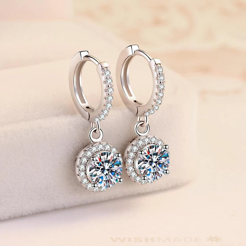 Moissanite Earrings - Round and Square - 2 Carat