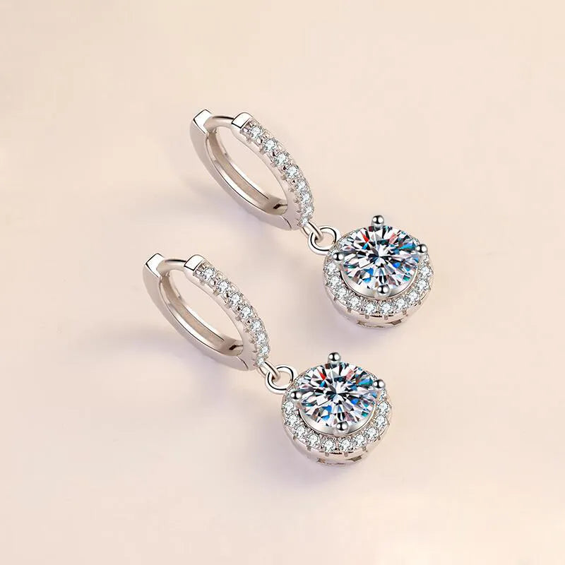Moissanite Earrings - Round and Square - 2 Carat