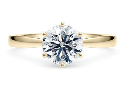 Moissanite ring - Solitaire Brilliant - Yellow Gold