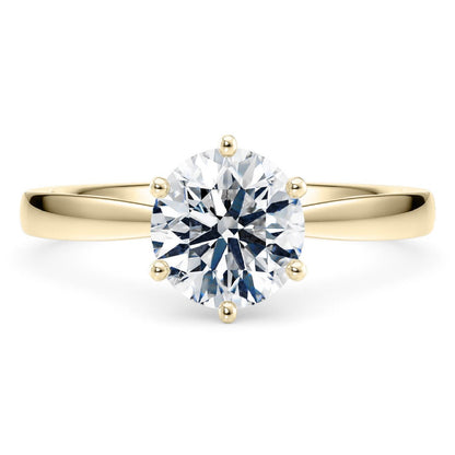 Moissanite ring - Solitaire Brilliant - Yellow Gold