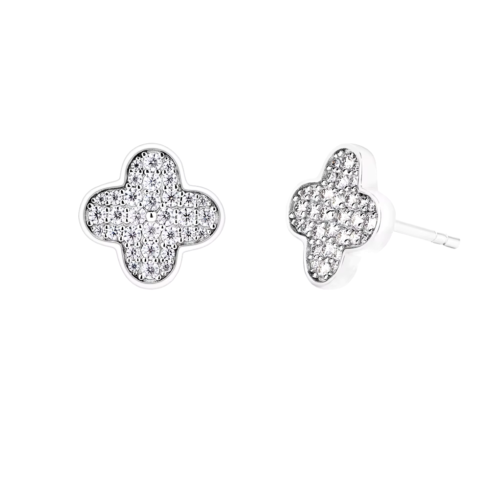 Moissanite Earrings - Clover Design