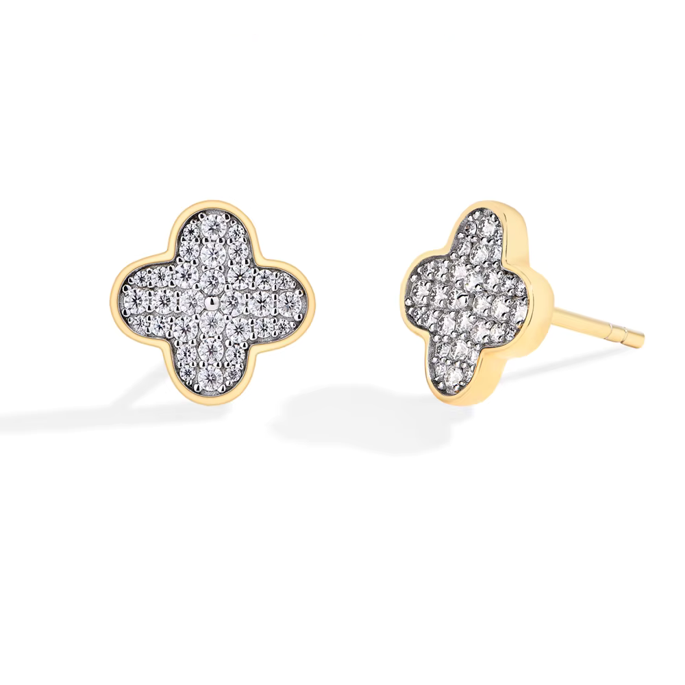 Moissanite Earrings - Clover Design