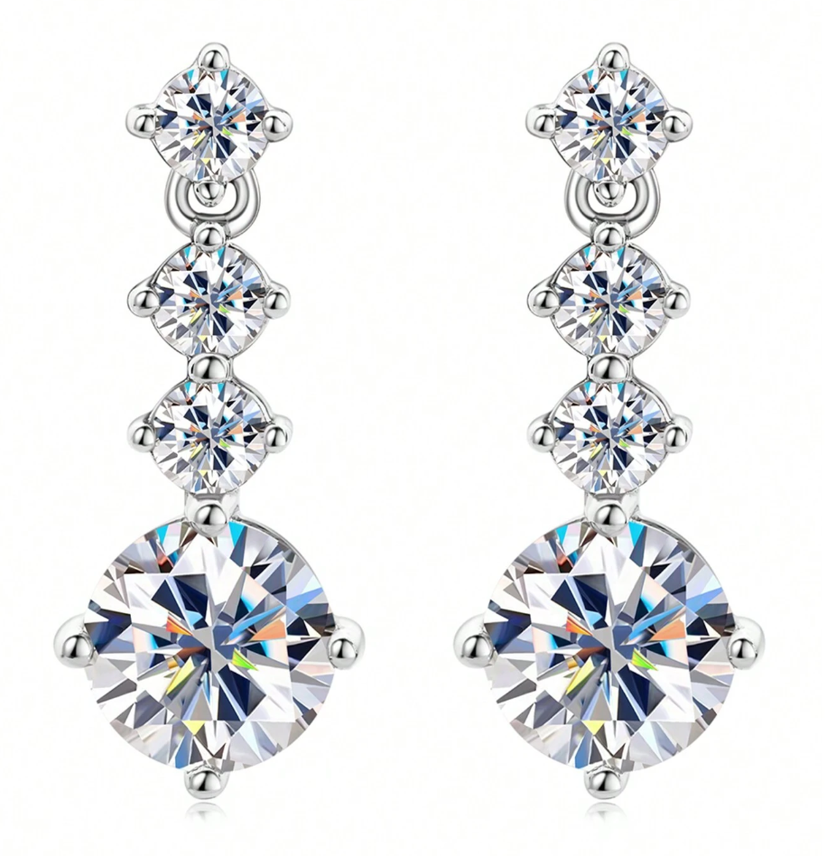 Moisanite Earrings - Drop Design 2.6 Carat