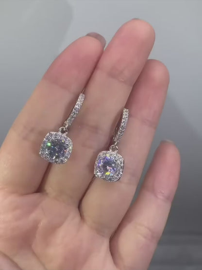 Moissanite Earrings - Round and Square - 2 Carat