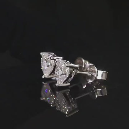 Moissanite Earrings - Heart Design Studs - 2 Carat