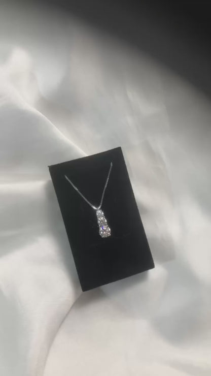 Moissanite Necklace - 3 stone design (1.8 Carat)